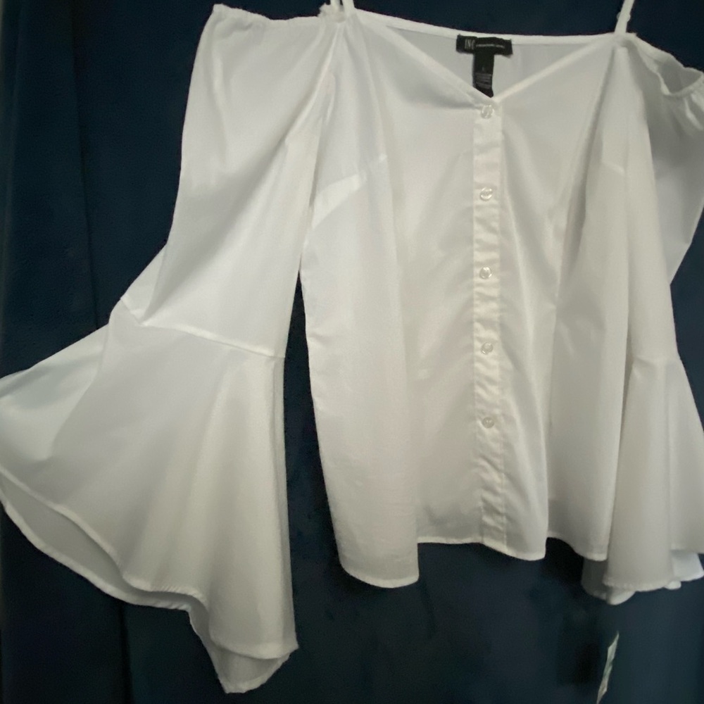 INC International Concepts Flare Out White Blouse